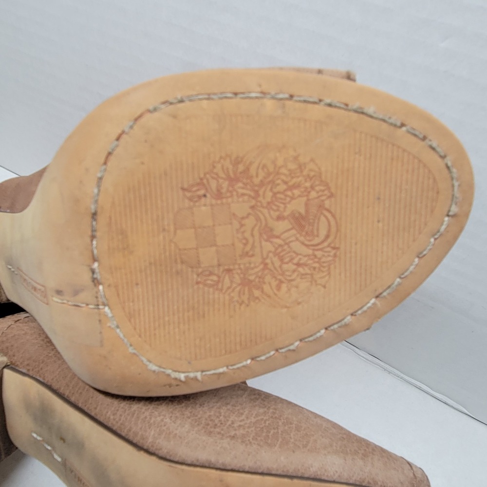 Vince Camuto Peep Toe Booties Brown Leather Slingback Heel Size 8M - Picture 10 of 11